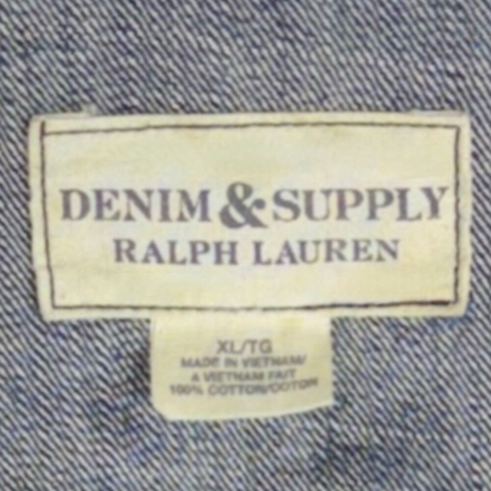 Vintage Ralph Lauren Denim & Supply XL Jean Jacket Trucker American Flag Patch - Picture 4 of 9